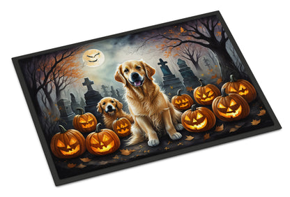 Caroline's Treasures DAC2041MAT Golden Retriever Spooky Halloween Doormat 18x27 Front Door Mat Indoor Outdoor Rugs for Entryway, Non Slip Washable Low Pile, 18H X 27W