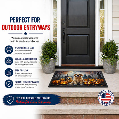 Caroline's Treasures DAC2041MAT Golden Retriever Spooky Halloween Doormat 18x27 Front Door Mat Indoor Outdoor Rugs for Entryway, Non Slip Washable Low Pile, 18H X 27W
