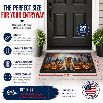 Caroline's Treasures DAC2041MAT Golden Retriever Spooky Halloween Doormat 18x27 Front Door Mat Indoor Outdoor Rugs for Entryway, Non Slip Washable Low Pile, 18H X 27W