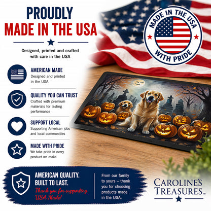 Caroline's Treasures DAC2041MAT Golden Retriever Spooky Halloween Doormat 18x27 Front Door Mat Indoor Outdoor Rugs for Entryway, Non Slip Washable Low Pile, 18H X 27W