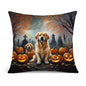 Caroline's Treasures DAC2041PW1818 Golden Retriever Spooky Halloween Fabric Decorative Pillow Machine Washable, Indoor Outdoor Decorative Pillow for Couch, Bed or Patio, 18Hx18W