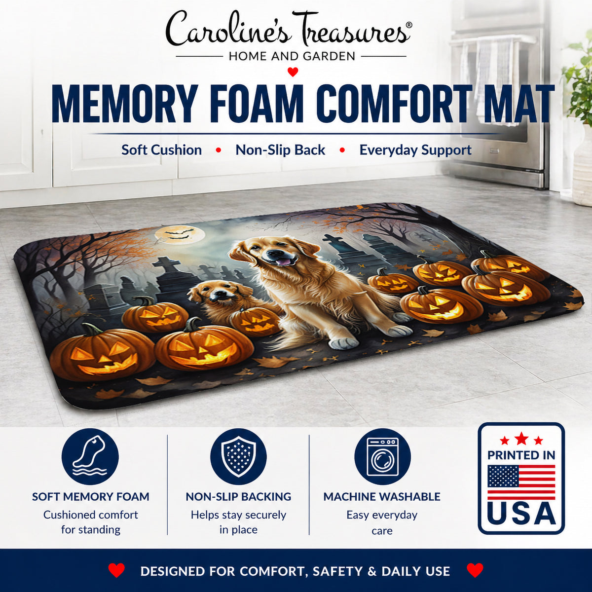 Caroline's Treasures Golden Retriever Dogs Memory Foam Mat 19x27