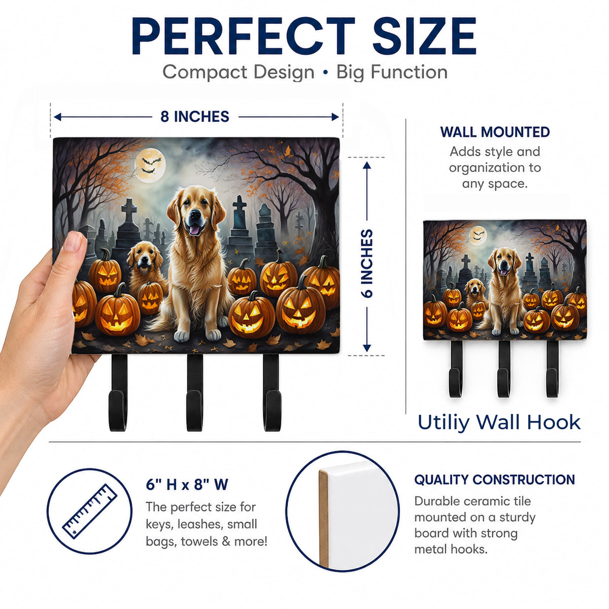 Caroline's Treasures Golden Retriever Dogs Ceramic Triple Wall Hook