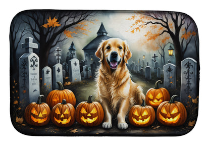 Caroline's Treasures DAC2042DDM Golden Retriever Spooky Halloween Dish Drying Mat Absorbent Dish Drying Mat Pad for Kitchen Counter Dish Drainer Mat for Countertop, 14 x 21, Multicolor