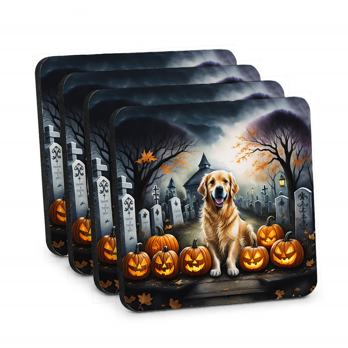 Caroline's Treasures Golden Retriever Dogs Foam Drink Coasters Set of 4