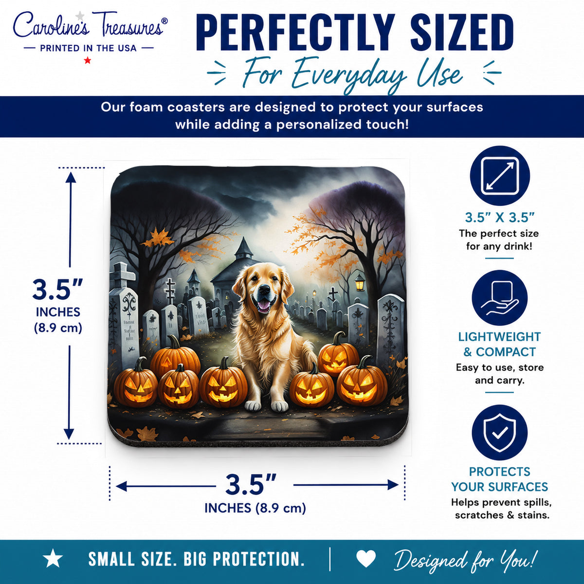 Caroline's Treasures Golden Retriever Dogs Foam Drink Coasters Set of 4
