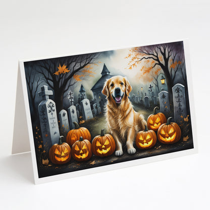 Caroline's Treasures DAC2042GCA7P Golden Retriever Spooky Halloween Greeting Cards and Envelopes Pack of 8 Blank Cards with Envelopes Whimsical A7 Size 5x7 Blank Greeting Cards