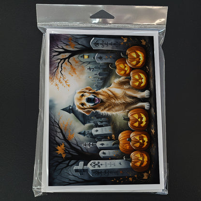 Caroline's Treasures DAC2042GCA7P Golden Retriever Spooky Halloween Greeting Cards and Envelopes Pack of 8 Blank Cards with Envelopes Whimsical A7 Size 5x7 Blank Greeting Cards