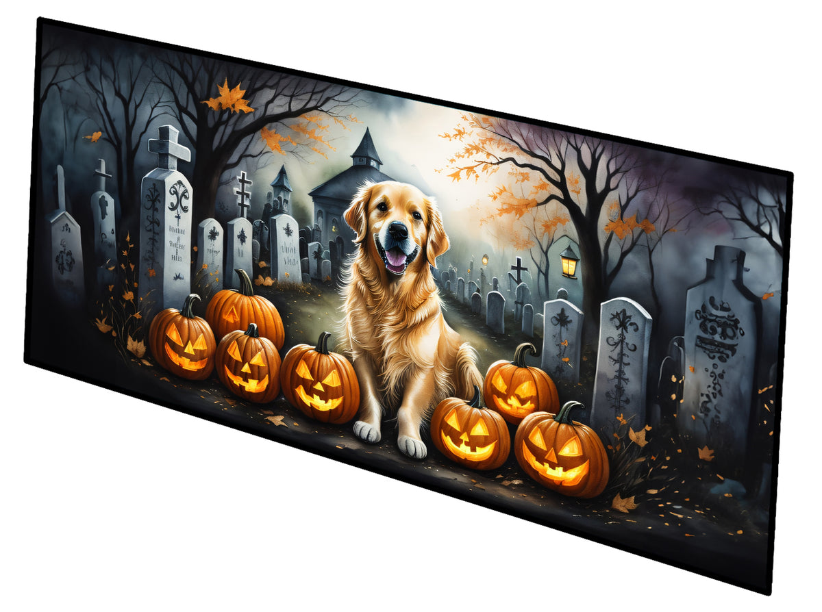 Caroline's Treasures Golden Retriever Spooky Halloween Runner Mat 28x58 Front Door Mat Indoor Outdoor Rugs for Entryway Hallway Foyer Non Slip Washable Wide Doormat