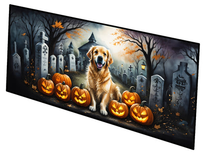 Caroline's Treasures Golden Retriever Spooky Halloween Runner Mat 28x58 Front Door Mat Indoor Outdoor Rugs for Entryway Hallway Foyer Non Slip Washable Wide Doormat