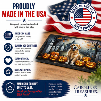 Caroline's Treasures DAC2042JMAT Golden Retriever Spooky Halloween Indoor or Outdoor Mat 24x36 Front Door Mat Indoor Outdoor Rugs for Entryway, Non Slip Washable Low Pile, 24H X 36W