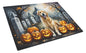 Caroline's Treasures DAC2042LCB Golden Retriever Spooky Halloween Glass Cutting Board Large Decorative Tempered Glass Kitchen Cutting and Serving Board Large Size Chopping Board