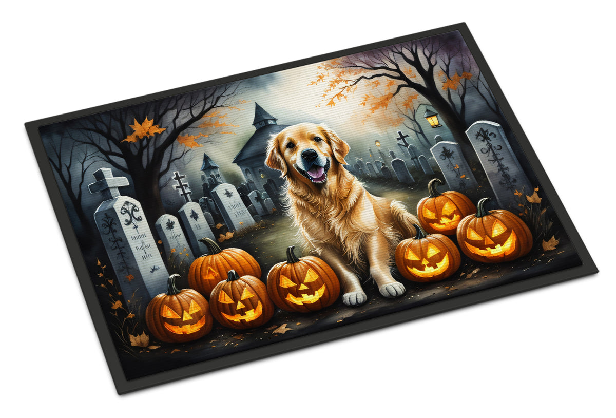 Caroline's Treasures DAC2042MAT Golden Retriever Spooky Halloween Doormat 18x27 Front Door Mat Indoor Outdoor Rugs for Entryway, Non Slip Washable Low Pile, 18H X 27W