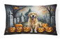 Caroline's Treasures DAC2042PW1216 Golden Retriever Spooky Halloween Fabric Decorative Pillow Machine Washable, Indoor Outdoor Decorative Pillow for Couch, Bed or Patio, 12HX16W