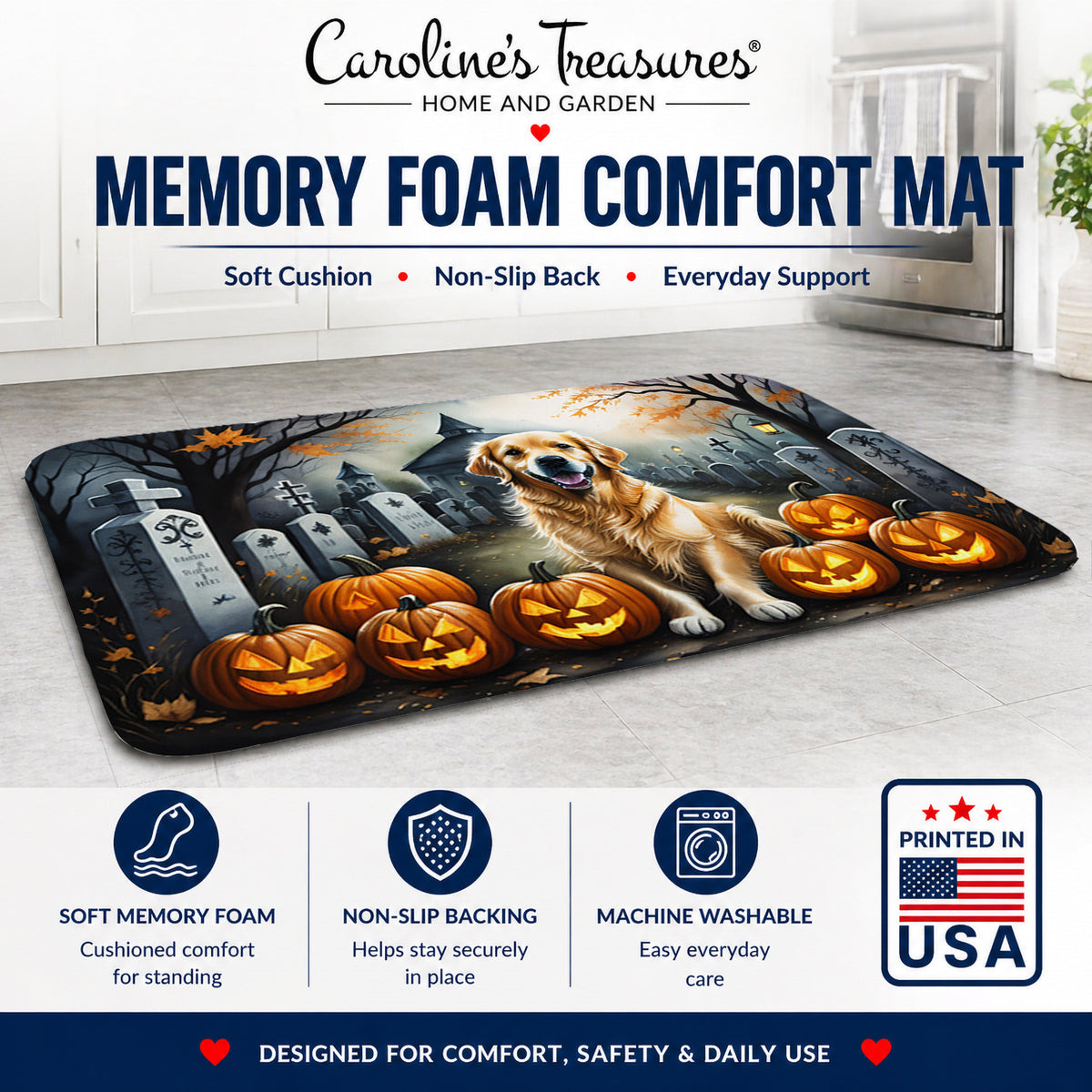 Caroline's Treasures Golden Retriever Dogs Memory Foam Mat 19x27