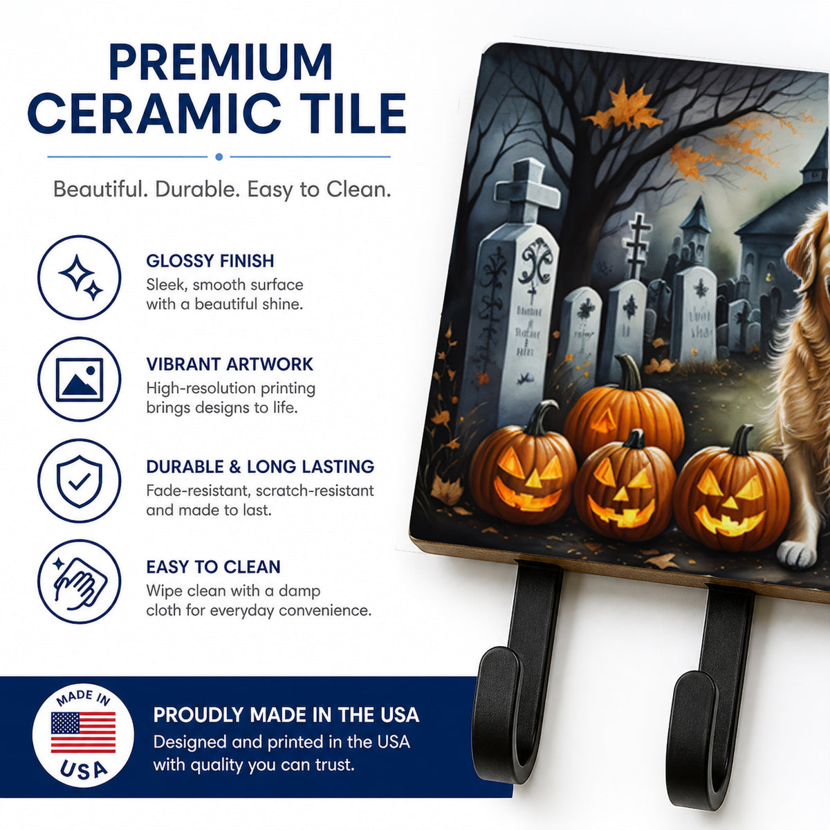 Caroline's Treasures Golden Retriever Dogs Ceramic Triple Wall Hook