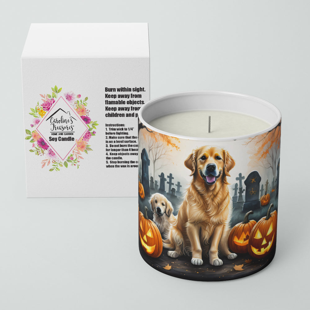 Caroline's Treasures DAC2043CDL Golden Retriever Spooky Halloween Decorative Soy Candle Nature Soy Wax Essential Oil Home Decor Ideal for Bedroom Kitchen Bath Office Gift, 10 oz