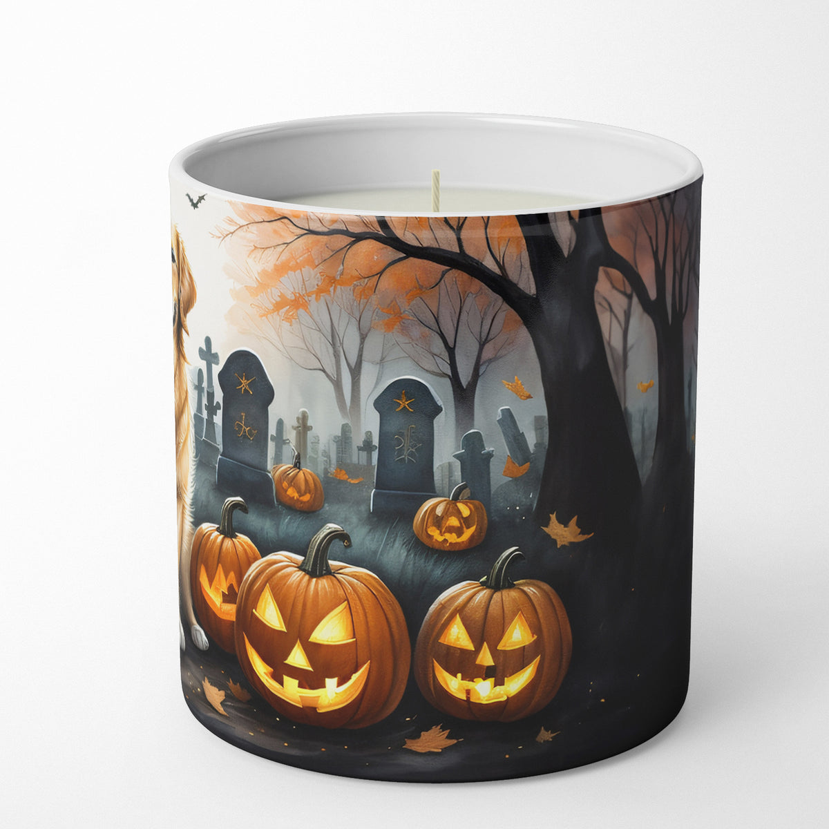 Caroline's Treasures DAC2043CDL Golden Retriever Spooky Halloween Decorative Soy Candle Nature Soy Wax Essential Oil Home Decor Ideal for Bedroom Kitchen Bath Office Gift, 10 oz