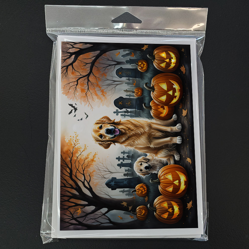 Caroline's Treasures DAC2043GCA7P Golden Retriever Spooky Halloween Greeting Cards and Envelopes Pack of 8 Blank Cards with Envelopes Whimsical A7 Size 5x7 Blank Greeting Cards