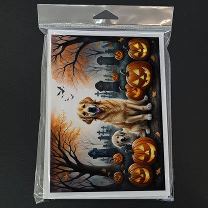 Caroline's Treasures DAC2043GCA7P Golden Retriever Spooky Halloween Greeting Cards and Envelopes Pack of 8 Blank Cards with Envelopes Whimsical A7 Size 5x7 Blank Greeting Cards