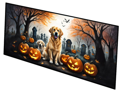 Caroline's Treasures Golden Retriever Spooky Halloween Runner Mat 28x58 Front Door Mat Indoor Outdoor Rugs for Entryway Hallway Foyer Non Slip Washable Wide Doormat