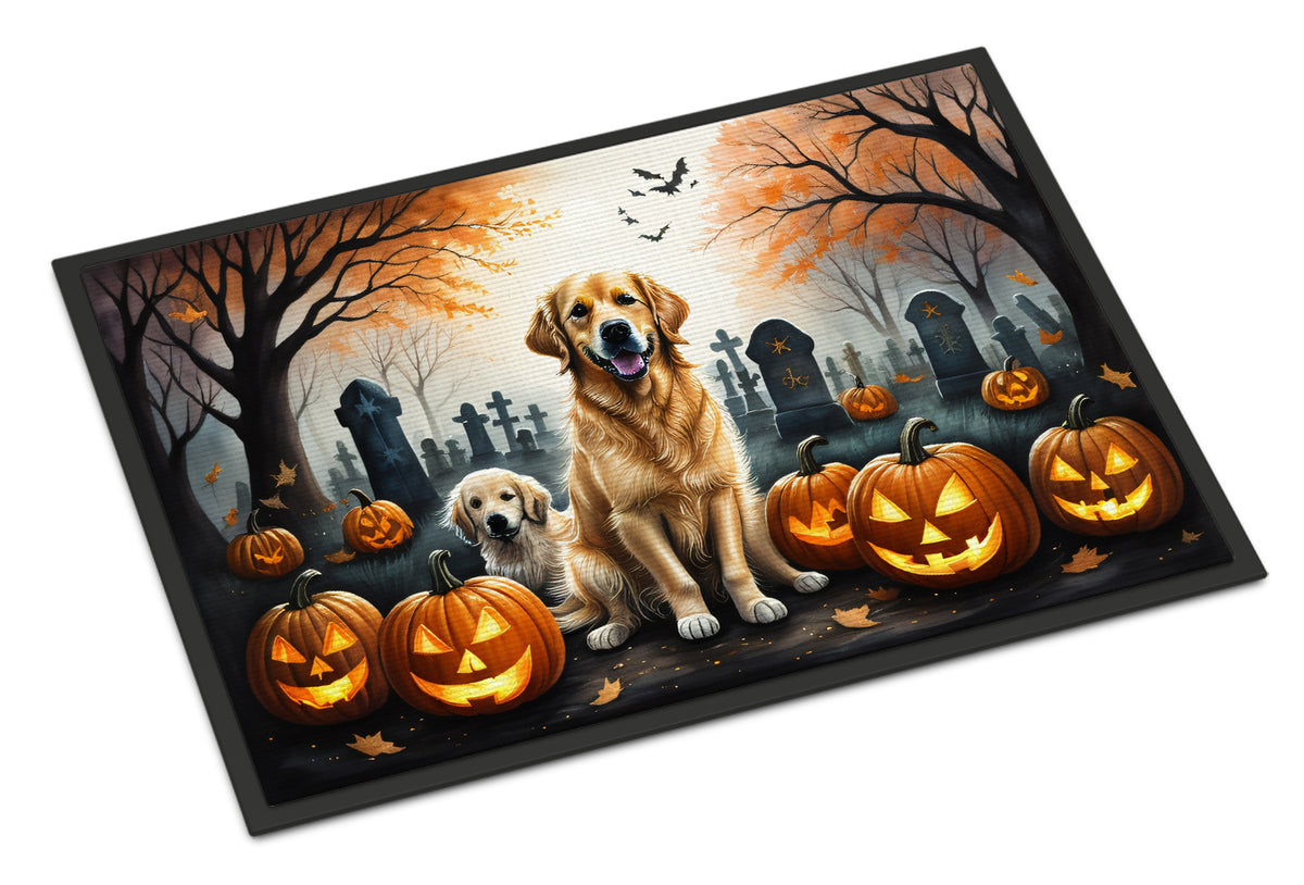 Caroline's Treasures DAC2043MAT Golden Retriever Spooky Halloween Doormat 18x27 Front Door Mat Indoor Outdoor Rugs for Entryway, Non Slip Washable Low Pile, 18H X 27W