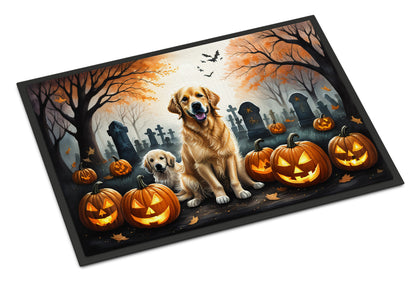 Caroline's Treasures DAC2043MAT Golden Retriever Spooky Halloween Doormat 18x27 Front Door Mat Indoor Outdoor Rugs for Entryway, Non Slip Washable Low Pile, 18H X 27W