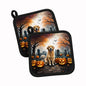 Caroline's Treasures DAC2043PTHD Golden Retriever Spooky Halloween Pair of Pot Holders Kitchen Heat Resistant Pot Holders Sets Oven Hot Pads for Cooking Baking BBQ, 7 1/2 x 7 1/2
