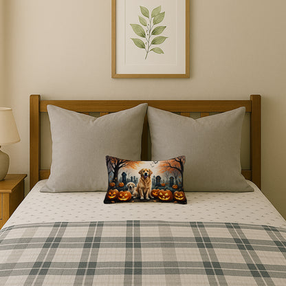 Caroline's Treasures DAC2043PW1216 Golden Retriever Spooky Halloween Fabric Decorative Pillow Machine Washable, Indoor Outdoor Decorative Pillow for Couch, Bed or Patio, 12HX16W