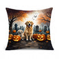 Caroline's Treasures DAC2043PW1818 Golden Retriever Spooky Halloween Fabric Decorative Pillow Machine Washable, Indoor Outdoor Decorative Pillow for Couch, Bed or Patio, 18Hx18W