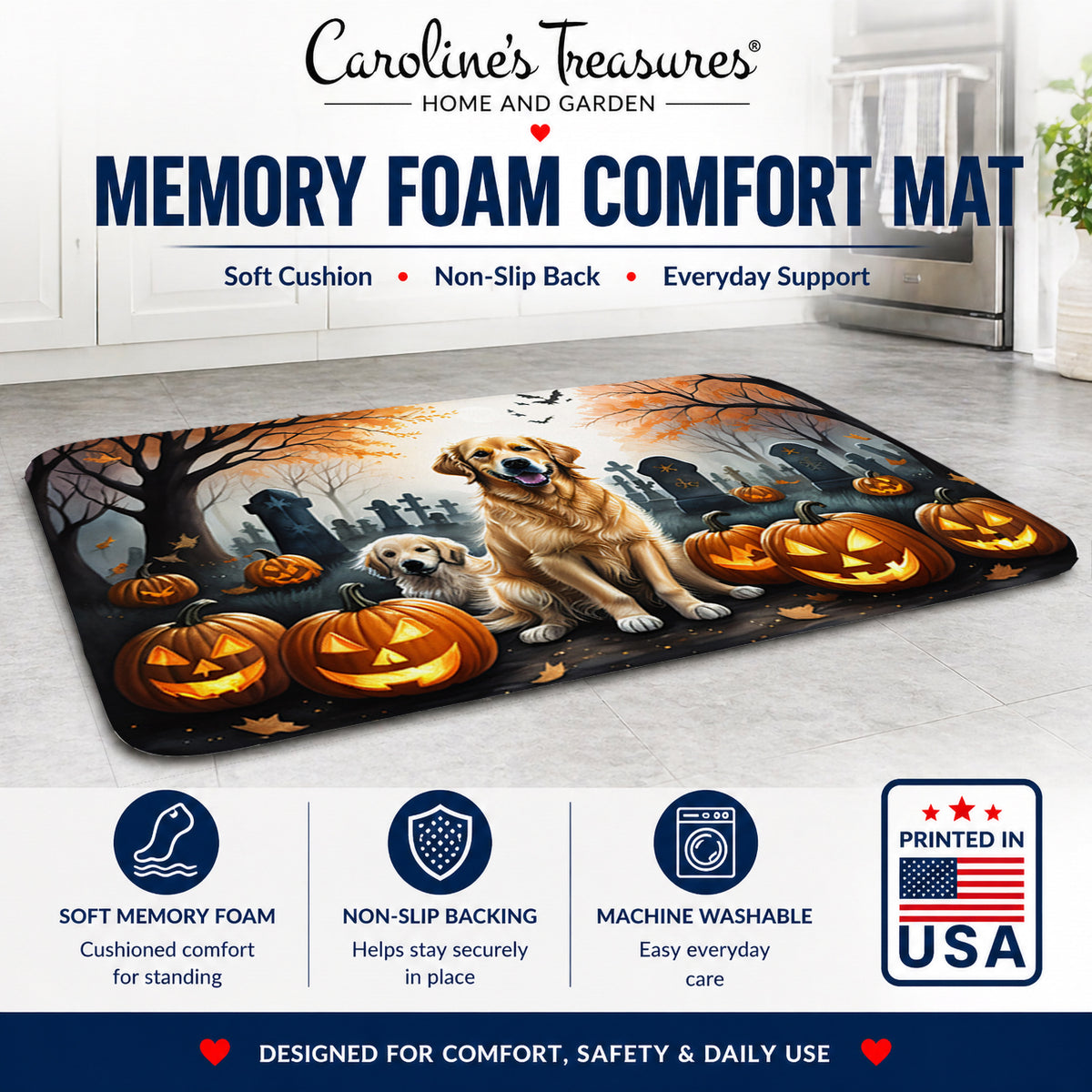 Caroline's Treasures Golden Retriever Dogs Memory Foam Mat 19x27