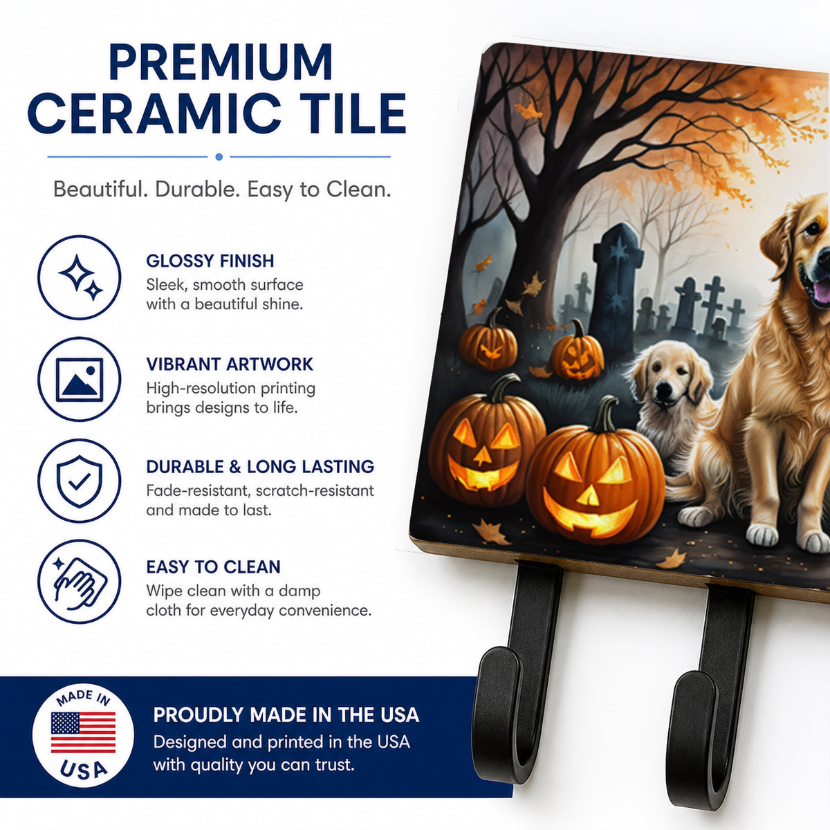 Caroline's Treasures Golden Retriever Dogs Ceramic Triple Wall Hook