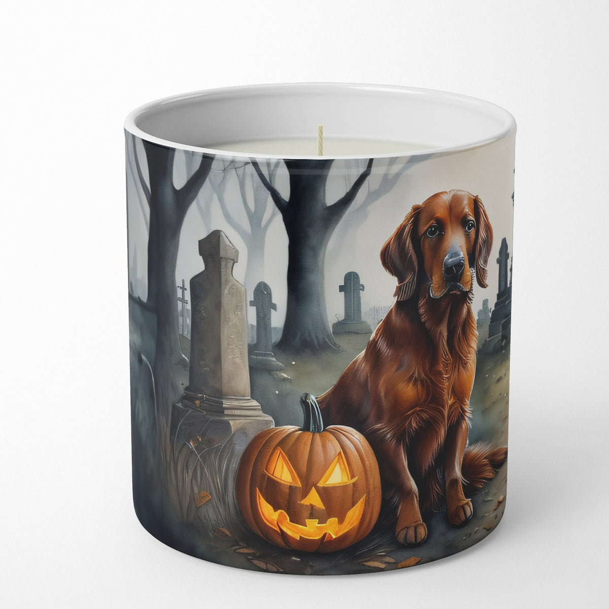 Caroline's Treasures DAC2044CDL Irish Setter Spooky Halloween Decorative Soy Candle Nature Soy Wax Essential Oil Home Decor Ideal for Bedroom Kitchen Bath Office Gift, 10 oz