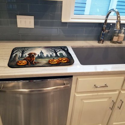 Caroline's Treasures DAC2044DDM Irish Setter Spooky Halloween Dish Drying Mat Absorbent Dish Drying Mat Pad for Kitchen Counter Dish Drainer Mat for Countertop, 14 x 21, Multicolor