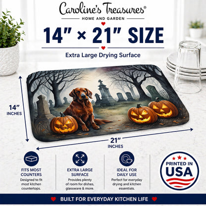 Caroline's Treasures DAC2044DDM Irish Setter Spooky Halloween Dish Drying Mat Absorbent Dish Drying Mat Pad for Kitchen Counter Dish Drainer Mat for Countertop, 14 x 21, Multicolor