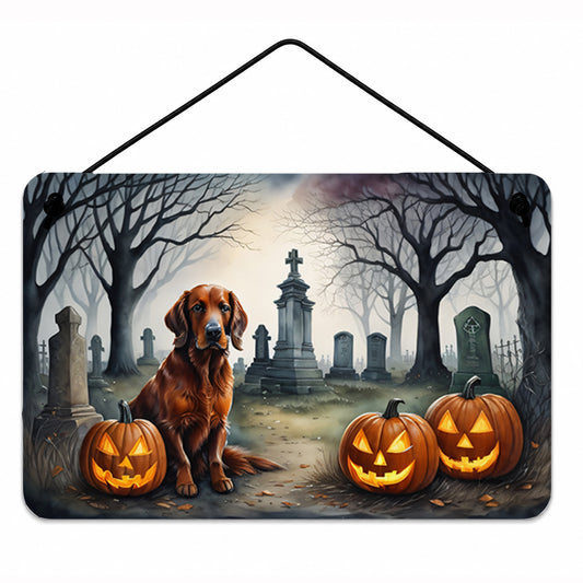 Caroline's Treasures DAC2044DS812 Irish Setter Spooky Halloween Wall or Door Hanging Prints Aluminum Metal Sign Kitchen Wall Bar Bathroom Plaque Home Decor, 8x12, Multicolor