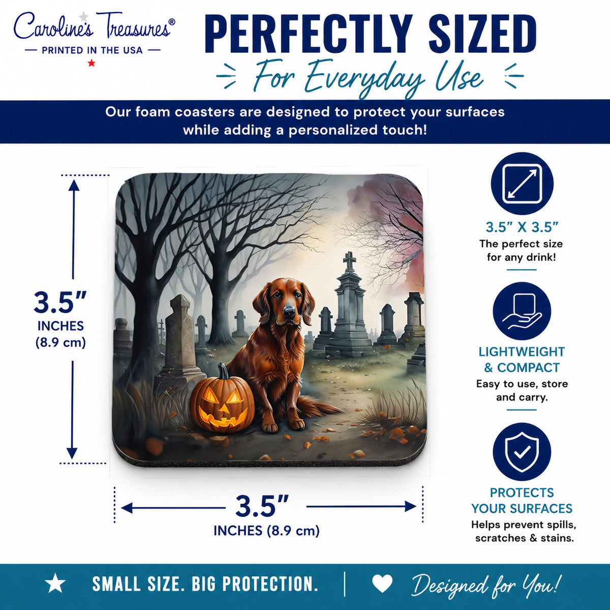 Caroline's Treasures Irish Setter Dogs Foam Drink Coasters Set of 4