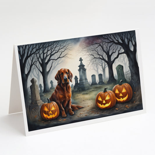 Caroline's Treasures DAC2044GCA7P Irish Setter Spooky Halloween Greeting Cards and Envelopes Pack of 8 Blank Cards with Envelopes Whimsical A7 Size 5x7 Blank Greeting Cards