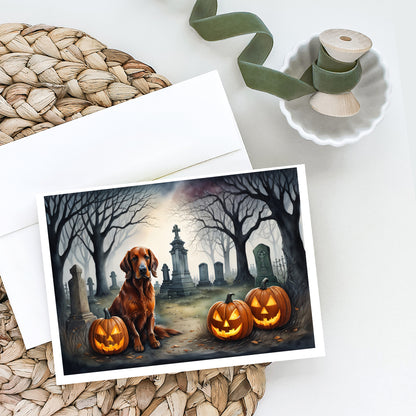 Caroline's Treasures DAC2044GCA7P Irish Setter Spooky Halloween Greeting Cards and Envelopes Pack of 8 Blank Cards with Envelopes Whimsical A7 Size 5x7 Blank Greeting Cards