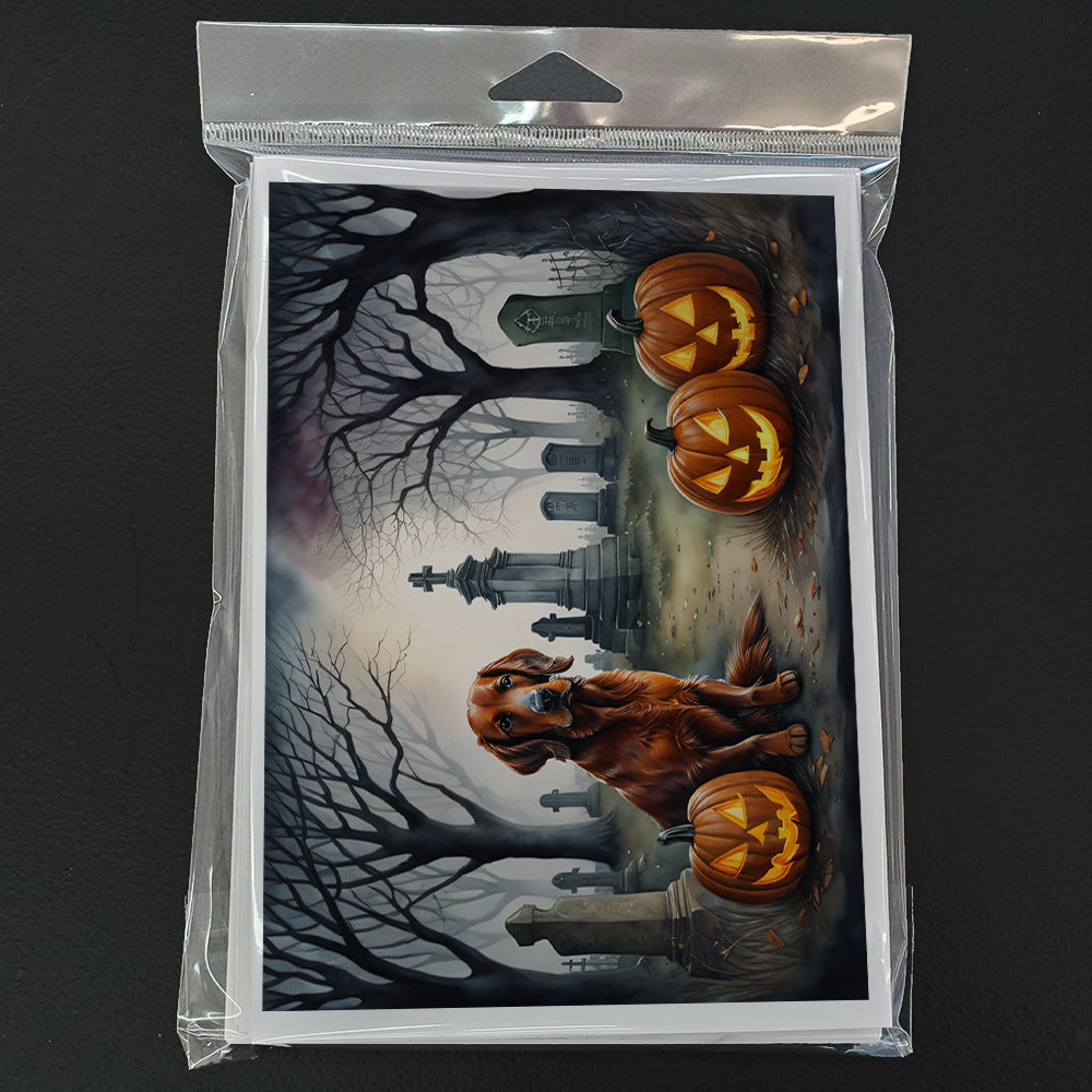 Caroline's Treasures DAC2044GCA7P Irish Setter Spooky Halloween Greeting Cards and Envelopes Pack of 8 Blank Cards with Envelopes Whimsical A7 Size 5x7 Blank Greeting Cards