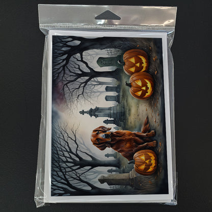 Caroline's Treasures DAC2044GCA7P Irish Setter Spooky Halloween Greeting Cards and Envelopes Pack of 8 Blank Cards with Envelopes Whimsical A7 Size 5x7 Blank Greeting Cards