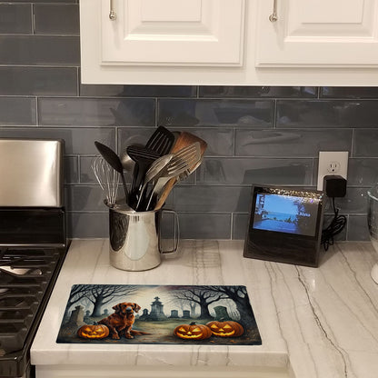 Caroline's Treasures DAC2044LCB Irish Setter Spooky Halloween Glass Cutting Board Large Decorative Tempered Glass Kitchen Cutting and Serving Board Large Size Chopping Board