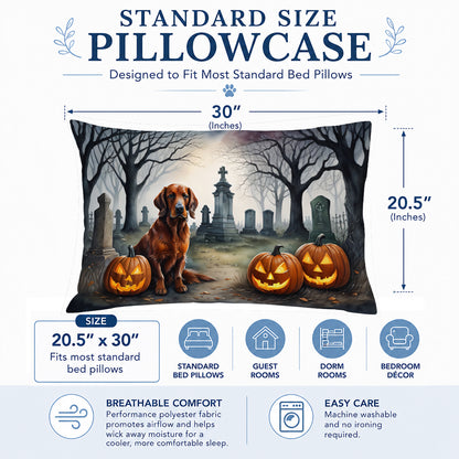 Caroline's Treasures DAC2044PILLOWCASE Irish Setter Spooky Halloween Fabric Standard Pillowcase Lightweight Super Soft Easy Care Decorative Artwork Pillowcase, Standard