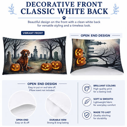 Caroline's Treasures DAC2044PILLOWCASE Irish Setter Spooky Halloween Fabric Standard Pillowcase Lightweight Super Soft Easy Care Decorative Artwork Pillowcase, Standard