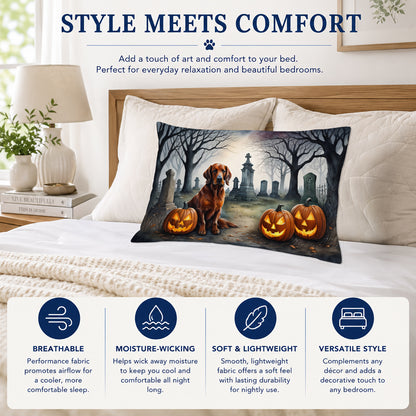 Caroline's Treasures DAC2044PILLOWCASE Irish Setter Spooky Halloween Fabric Standard Pillowcase Lightweight Super Soft Easy Care Decorative Artwork Pillowcase, Standard