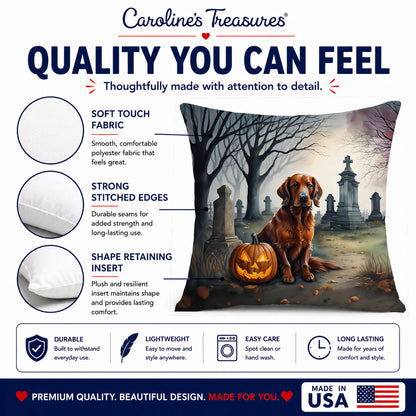 Caroline's Treasures DAC2044PW1414 Irish Setter Spooky Halloween Fabric Decorative Pillow Machine Washable, Indoor Outdoor Decorative Pillow for Couch, Bed or Patio, 14Hx14W