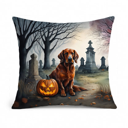 Caroline's Treasures DAC2044PW1818 Irish Setter Spooky Halloween Fabric Decorative Pillow Machine Washable, Indoor Outdoor Decorative Pillow for Couch, Bed or Patio, 18Hx18W