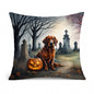 Caroline's Treasures DAC2044PW1818 Irish Setter Spooky Halloween Fabric Decorative Pillow Machine Washable, Indoor Outdoor Decorative Pillow for Couch, Bed or Patio, 18Hx18W