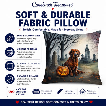 Caroline's Treasures DAC2044PW1818 Irish Setter Spooky Halloween Fabric Decorative Pillow Machine Washable, Indoor Outdoor Decorative Pillow for Couch, Bed or Patio, 18Hx18W