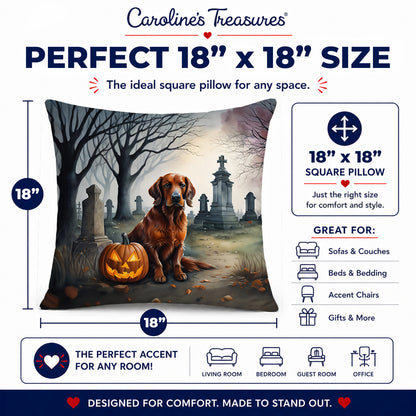 Caroline's Treasures DAC2044PW1818 Irish Setter Spooky Halloween Fabric Decorative Pillow Machine Washable, Indoor Outdoor Decorative Pillow for Couch, Bed or Patio, 18Hx18W